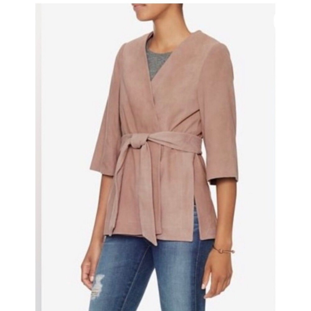 INTERMIX Suede Wrap Jacket Kimono Jacket Blush Sz S $595
